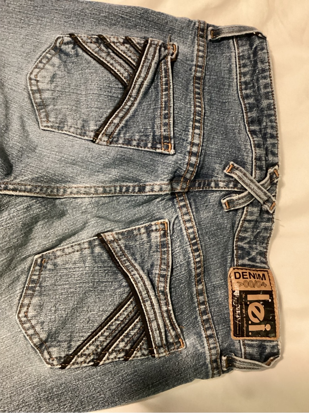 lei Light Blue Boot Cut Denim Jeans with Black leather trim - Picture 1 of 7